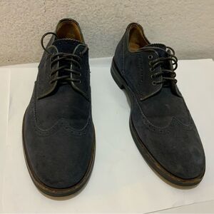 Aquatalia Men's Gray Suede Lace Up Carson Brogue Wingtip Oxford Shoes